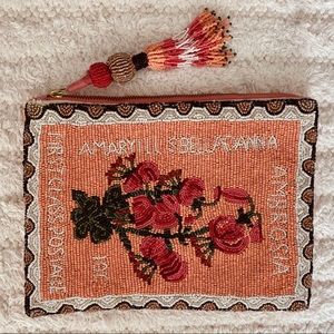 Anthropologie Beaded peach clutch